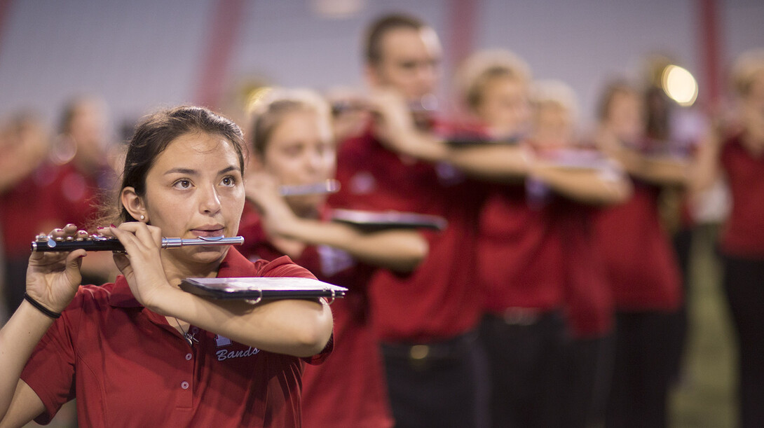 New members of the Cornhusker Marching Band perform during the preview performance in Memorial Stadium on Aug. 22.