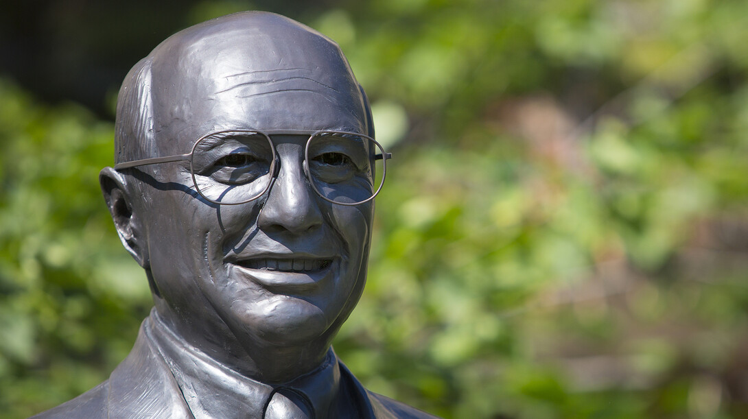 The four new statues on East Campus include Clayton Yeutter, who served as U.S. Secretary of Agriculture from 1989 to 1991 under President George H.W. Bush.