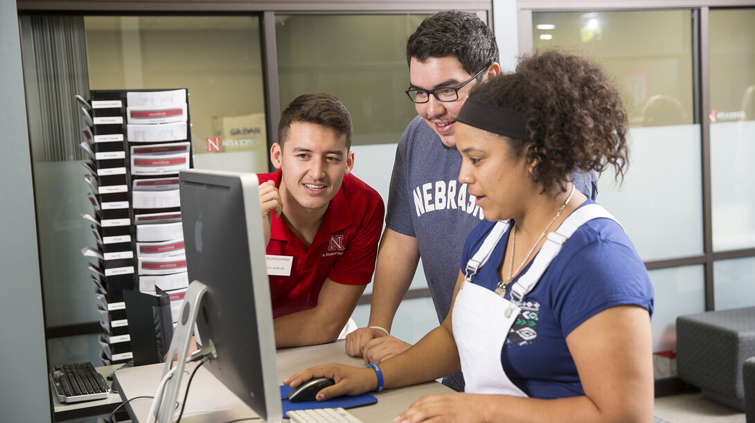 Students access resources in the College of Arts and Sciences advising center in Oldfather Hall. The college has recently incorporated career-planning measures to better prepare students for life beyond college.