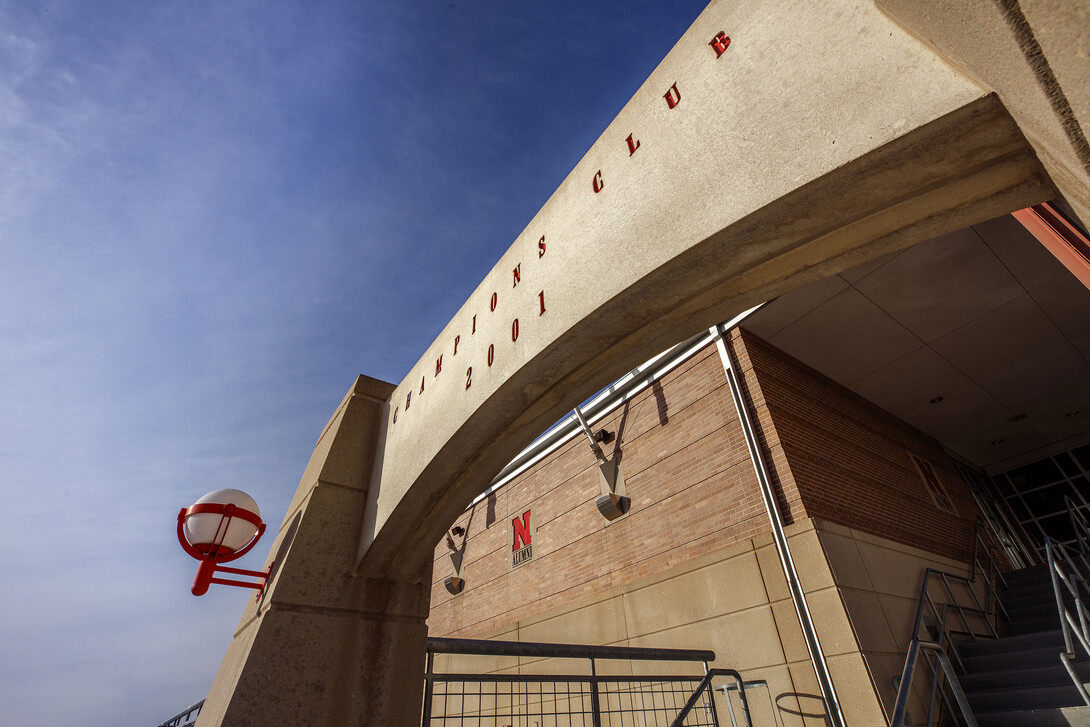 Exterior of the Champions Club west of Memorial Stadium.