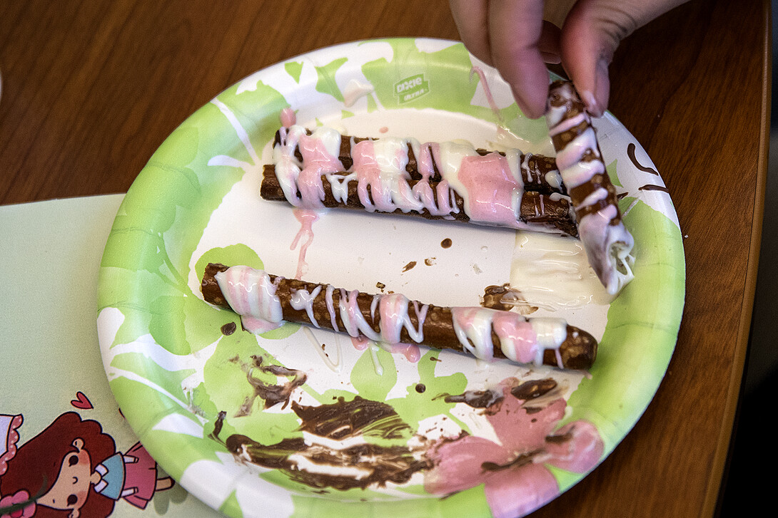 Students gathered Feb. 14 for traditional Japanese chocolate-making in the Kawasaki Reading Room.  