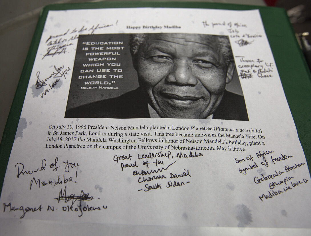 Landscape Services also buried a time capsule as part of the July 18 planting. The capsule contains a document outlining the historical significance of the tree. The document was also signed by the Mandela Washington Fellows.