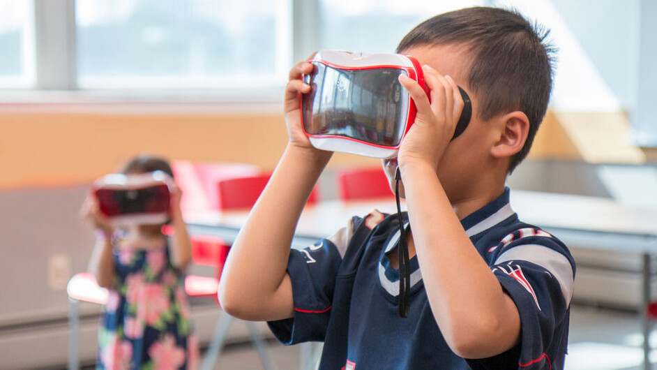 Children interact with a new Nebraska-developed virtual reality game that teaches children about nutrition and physical activity.