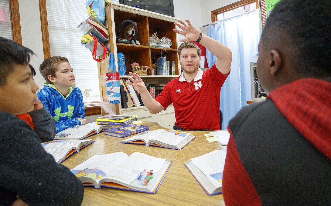 Brenden Trout student taught in 2018 in fifth grade at Elliott Elementary in Lincoln.  February 20, 2018. 