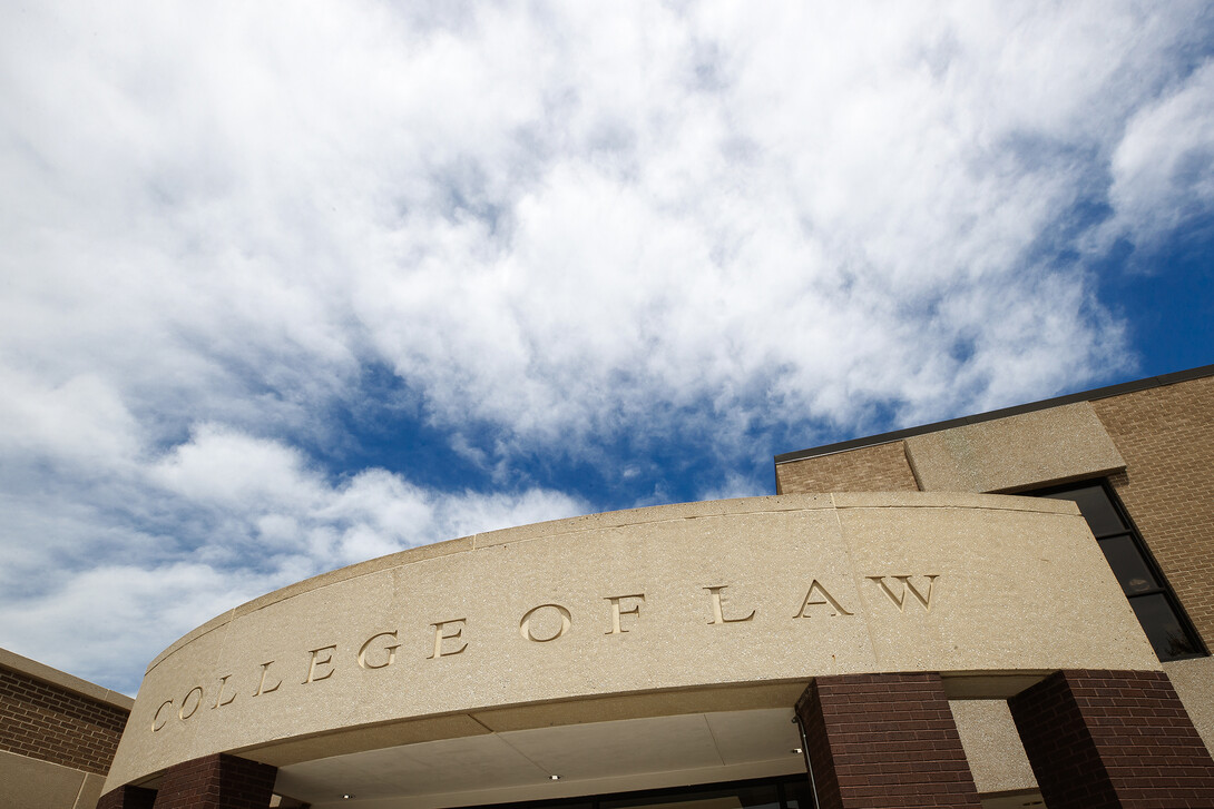 Exterior shot of McCollum Hall,  College of Law Building, 