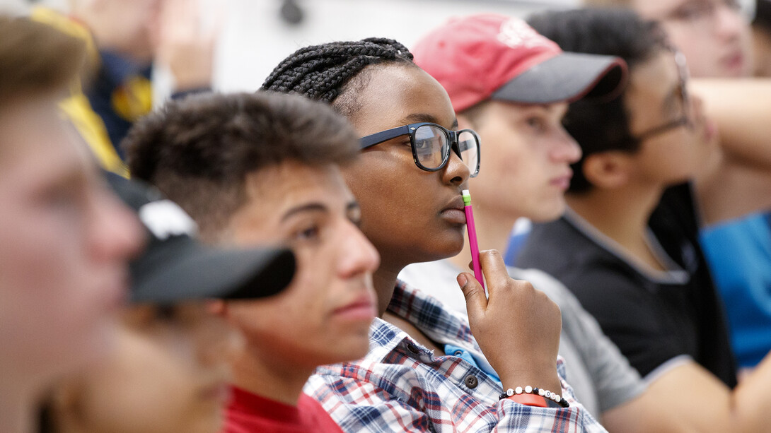 Huskers listen to a chemistry lecture on the first day of the fall 2018 semester. The University of Nebraska Foundation has organized a giving campaign designed for faculty and staff to donate to specific campus programs.