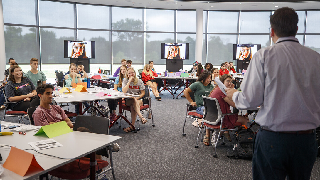 The first cohort of nearly 40 students — all well-being coaches and ambassadors in the Big Red Resilience and Well-Being program — are completing Step Up training this week before the start of the fall semester. The new program has set a goal to train 500 students, faculty and staff to be better at bystander intervention.