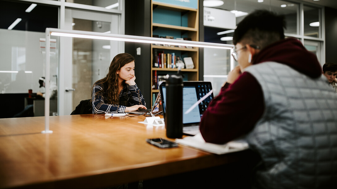 Brianna Juma, a senior nutrition and dietetics major, studies in the Adele Hall Learning Commons in Love Library on Oct. 28. She is among the more than 5,700 University of Nebraska–Lincoln students made the fall 2019 Deans' List.