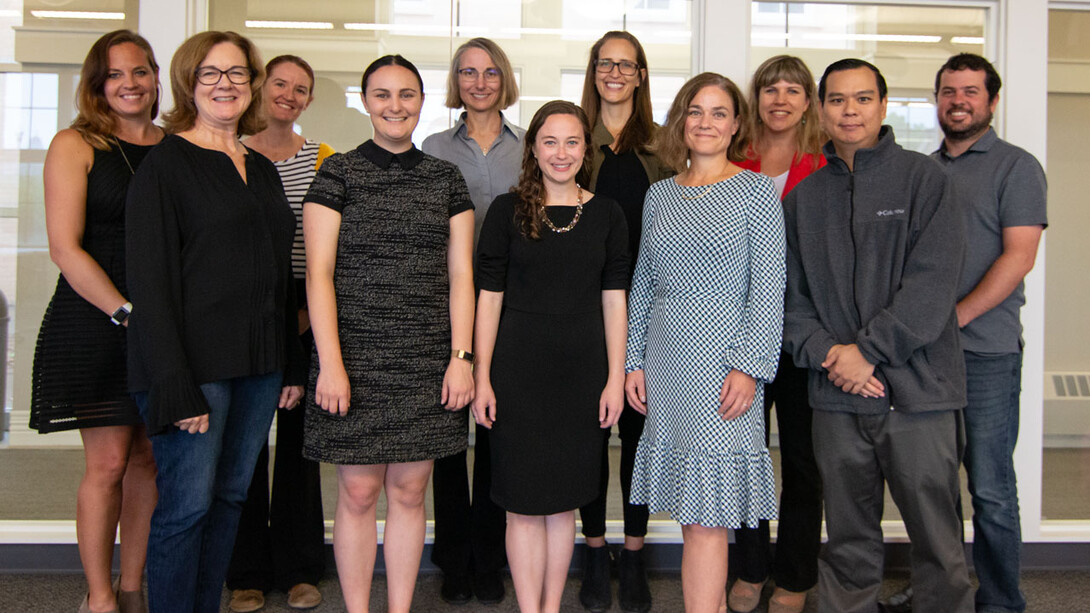 Members of the executive function collaboration infrastructure team include, from left, Jolene Johnson, Kathleen Gallagher, Carrie Clark, Kimia Akhavein, Anne Schutte, Jenna Finch, Danae Dinkel, Amanda Witte, Irina Patwardhan, Philip Lai and Marc Goodrich