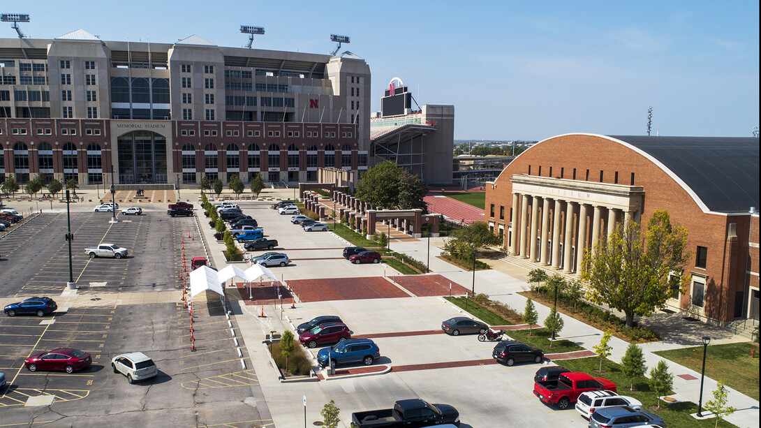 The randomized mitigation testing site is located in the East Stadium loop, immediately south of the Coliseum. It offers both walk-up and drive-through options for students, faculty and staff who are asked to get tested via an email from the university.