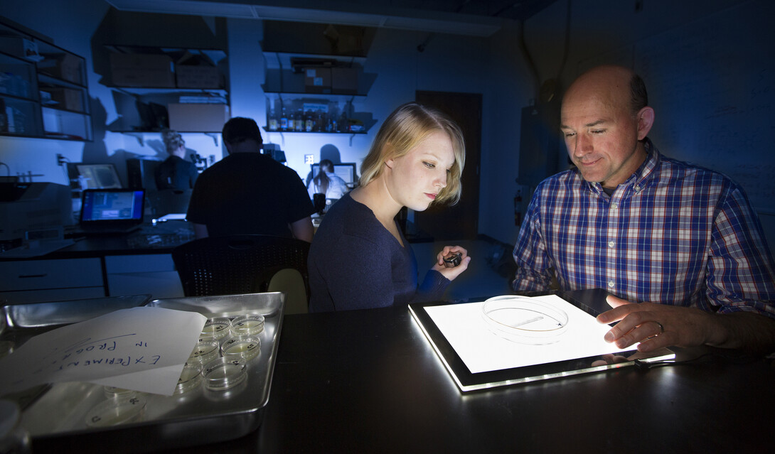 John Delong, assistant professor of biological sciences, is at far right.