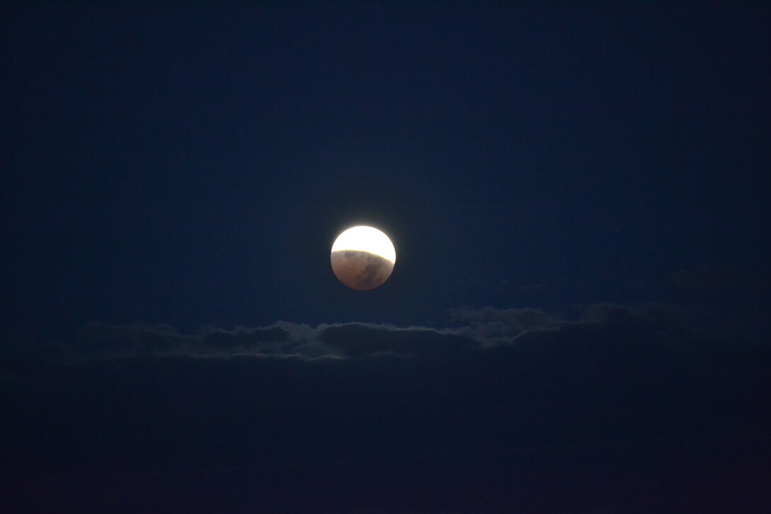 The end of the lunar eclipse on Oct. 8, 2014, the second eclipse in the current tetrad of lunar eclipses.