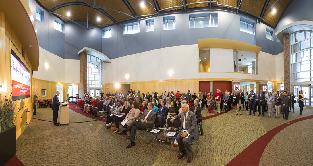 Chancellor Harvey Perlman addresses the crowd during an event Sept. 24 announcing a new early childhood development initiative.