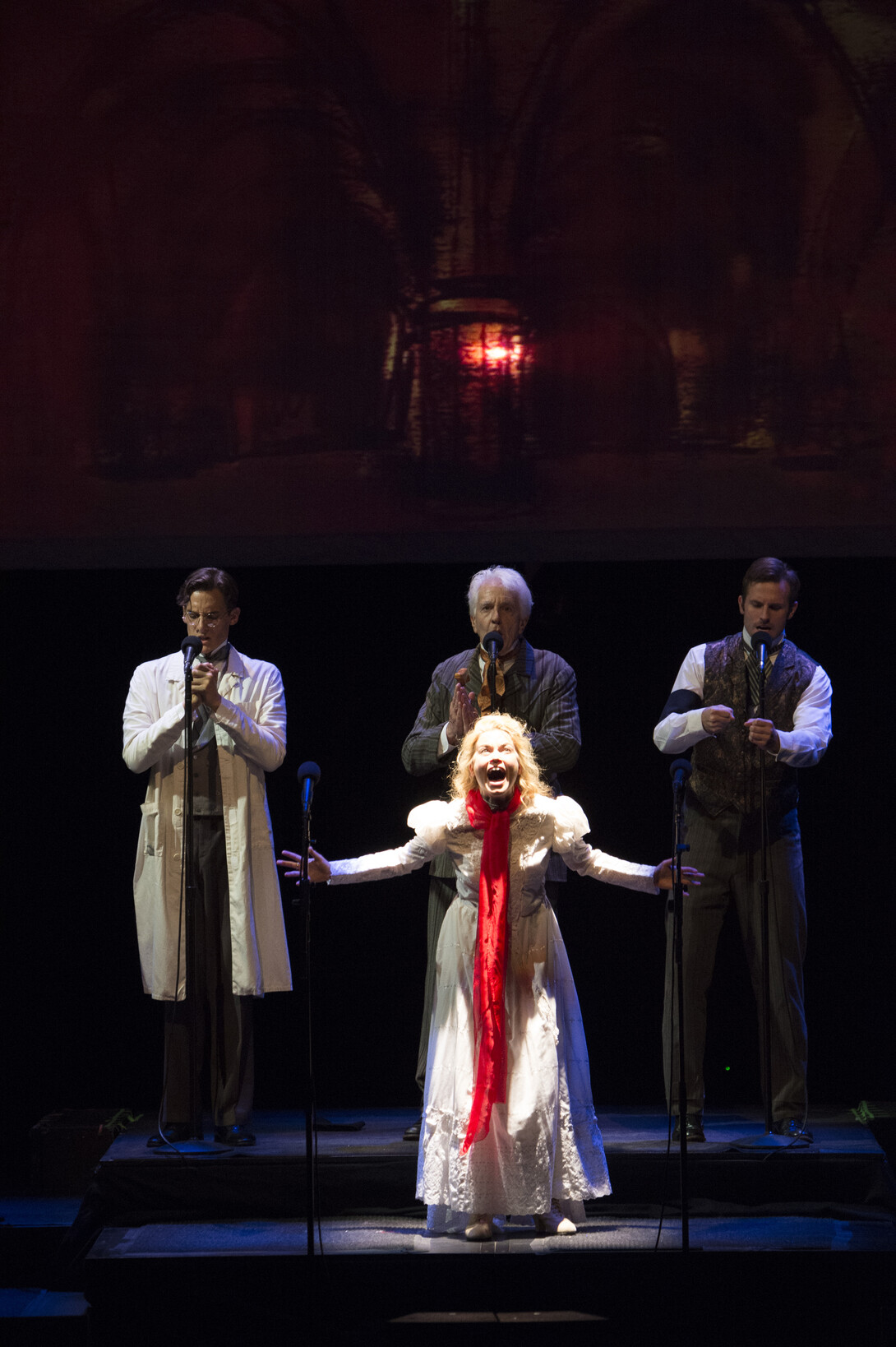 The L.A. Theatre Works production of "Dracula" is a feast for the eyes and ears with a haunting set, stunning costumes and live sound effects.