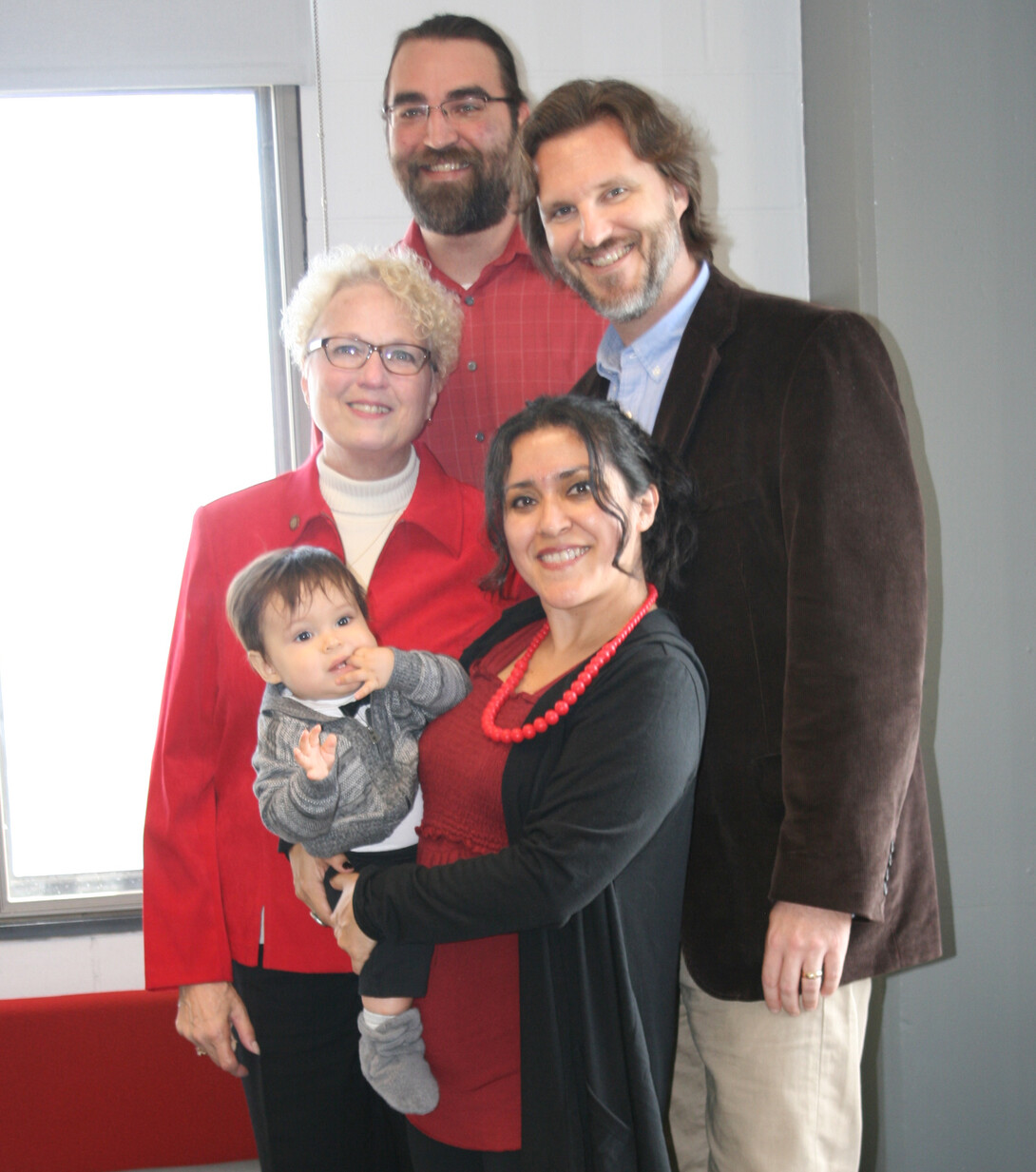 Members of the Bush family visited UNL's College of Arts and Sciences to establish an endowed fund in memory of alumnus David A. Bush. They are (left to right from back) Tyler Bush, Dori Bush, Matthew Bush, Nicolas Bush-Robles and Leticia Bush.