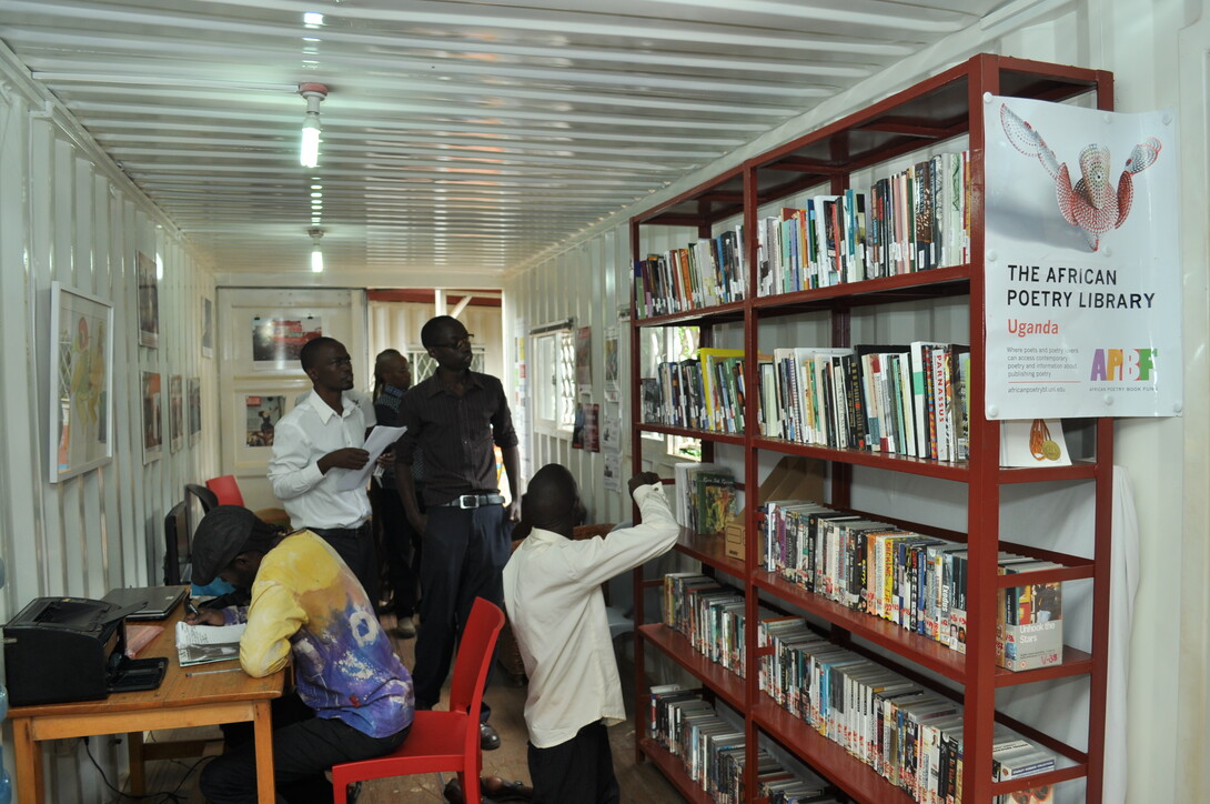 Patrons use the African Poetry library in Uganda.