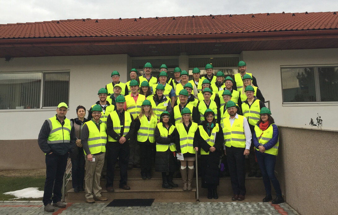 Nebraska LEAD 34 fellows pose with their hosts at the Pioneer-DuPont Agriculture and Nutrition Research Center near Bucharest, Romania, in January. Applications are available for LEAD group 36.