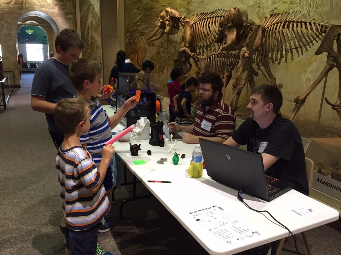 Young visitors learn more about 3D printing at a hands-on station during the 2015 Astronomy Day at Morrill Hall. The 2016 Astronomy Day will be celebrated from 1:30 to 4:30 p.m. April 17 at Morrill Hall.