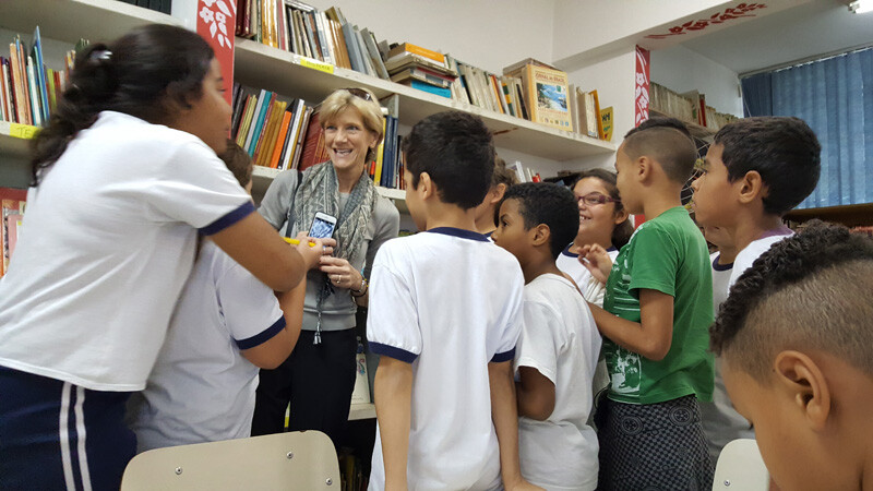 Susan Sheridan visits a school in Sao Paulo, Brazil, on a trip marking the start of a new UNL-Brazil early childhood research partnership. Sheridan and other UNL faculty members visited schools and child care centers prior to the UNL-Brazil working meeting May 18-19. 