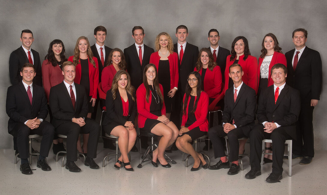 The Homecoming 2016 royalty finalists are: (back row, from left) Timothy Blaser, Casey Seline, Alyana Stokes, Matt Foley, Sydni Rowen, Harrison McMinn, Desiree Bartels, Brett Begley, Jessica Sher, Brendan Gallo, Linsey Armstrong, Sydney Goldberg and Carlos Velasco; (front row, from left) Austin Wendt, Scott Schenkelberg, Vanessa Daves, Lotte Sjulin, Leemah Nasrati, Nicholas Knopik and Dalton Dey.