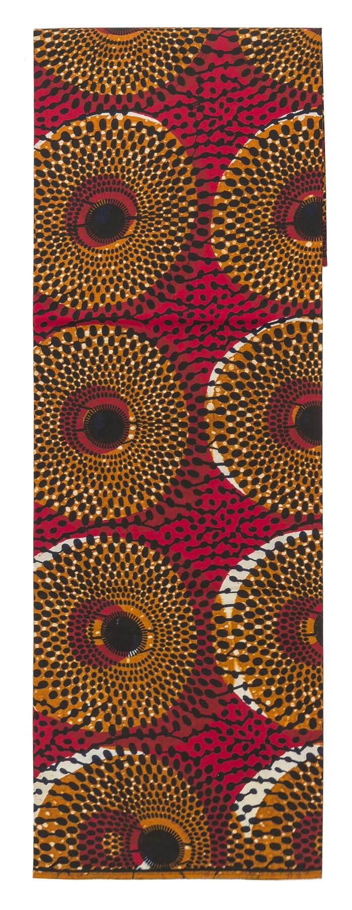 Record (also known as Asubura and Water Well), manufactured by Vlisco, Netherlands; Dutch Wax Block on cotton, 48 x 12 inches.