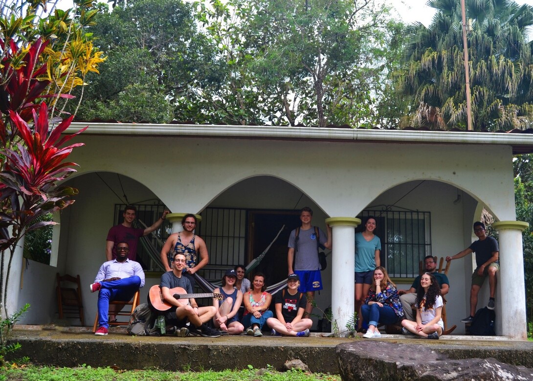 University of Nebraska-Lincoln students gather at the La Finca Feliz teak plantation in Guayabal, Panama. Those pictured are (back row, from left) Stephen Enke, Cale Brodersen, Talia Halperin, Stetson Heirigs, Jacy Spencer, Lucas Kahnk and Max Camey; (front row, from left) trip sponsor John Osiri, Joseph Gomez, Corrin Bemis, La Finca Feliz owner Carolyn Butler, Janelle Adams, Debbie Seeley and Alisa Petersen.