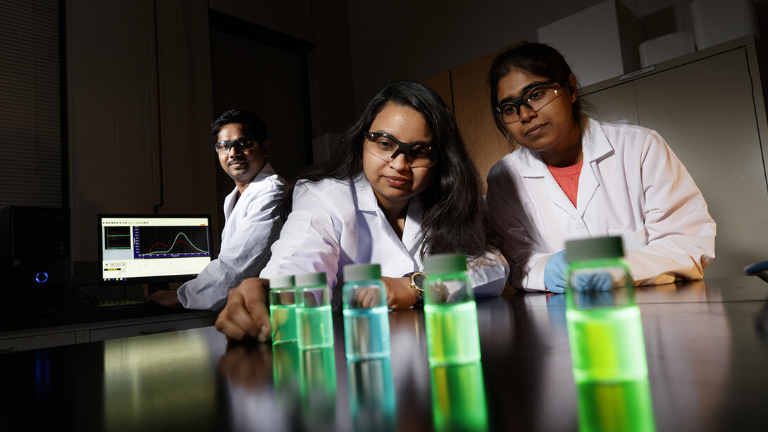 Shudipto Dishari (center), assistant professor of chemical and biomolecular engineering at the University of Nebraska–Lincoln, will present "The Magic of Chemistry" Oct. 21 at Morrill Hall.