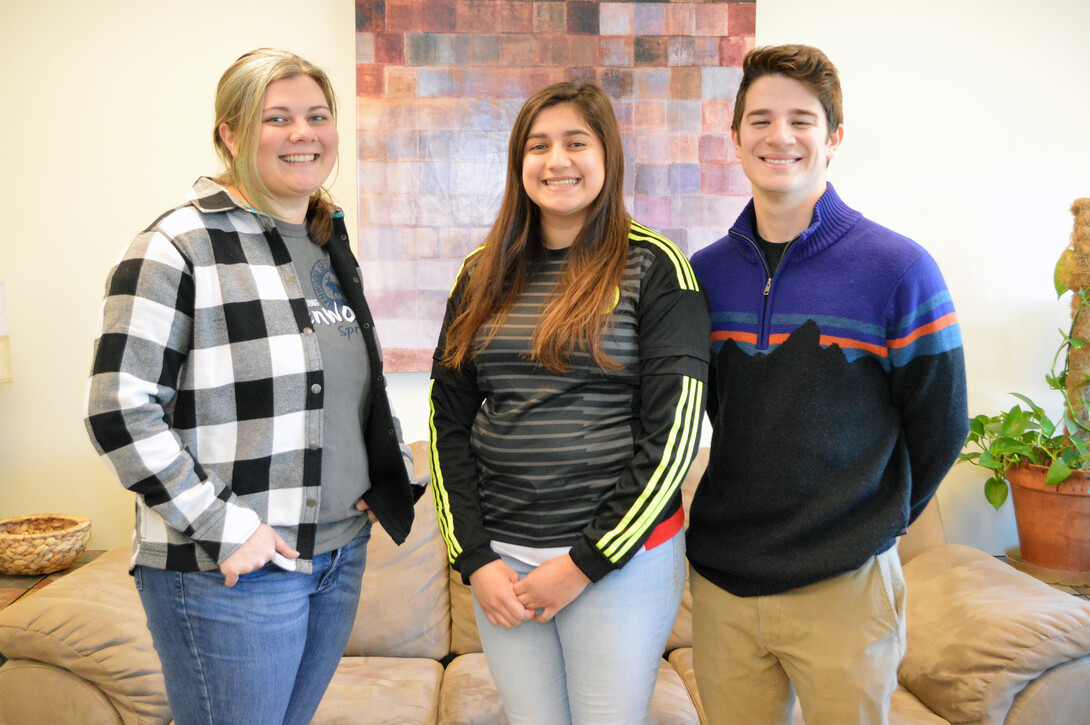 From left, Katerina Lozano, Jazmin Castillo, and Dillon Hanson, all with the School of Natural Resources, have started a new club: Latins for Natural Resources.