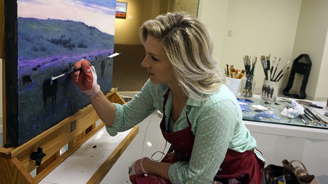 Erin Jones Graf, 2019 Elizabeth Rubendall Artist in Residence, works in the new Elizabeth Rubendall Artist-in-Residence Studio and Education Lab at the Great Plains Art Museum. The public is invited to celebrate the opening of the space during First Friday, 5 to 7 p.m. April 5.