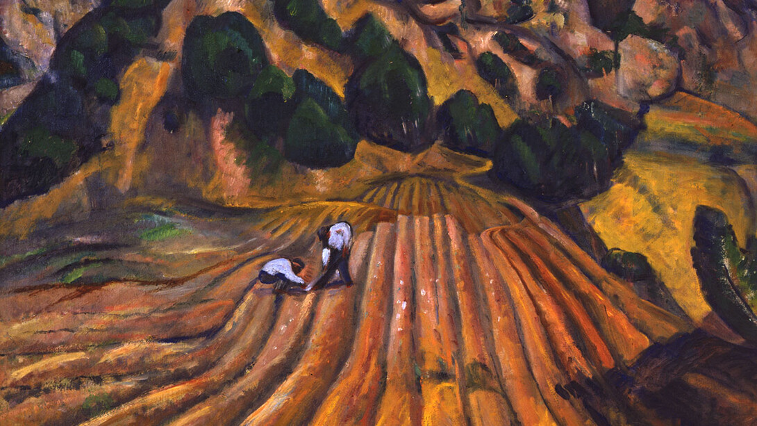 Excerpt of “Furrowed Fields” by Paul Burlin, oil on canvas, 1915