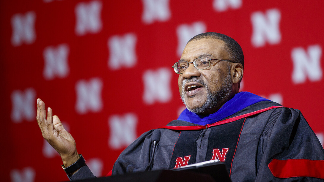 Kwame Dawes delivers the undergraduate commencement address, “Only the Trying,” Dec. 21 at Pinnacle Bank Arena.