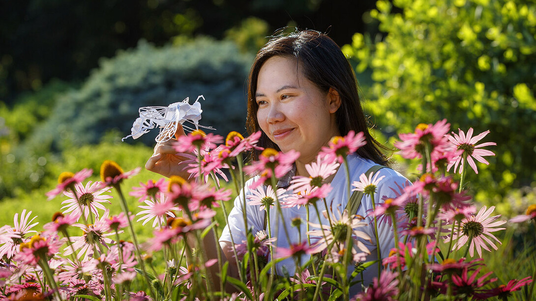 Mia Luong, a graduate student in entomology, creates intricate 3D insect art in her free time. She plans to use the art to raise funds for the Bruner Club. 