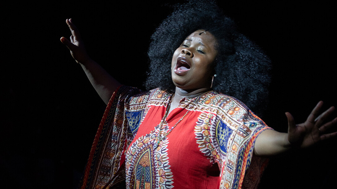 Karen Richards performs in the Nebraska Rep production of “Hair” in April 2019.