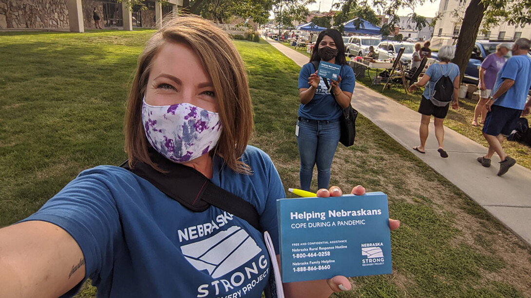 Outreach workers for the Nebraska Strong Recovery Project distribute resources to help Nebraskans dealing with the COVID-19 pandemic.