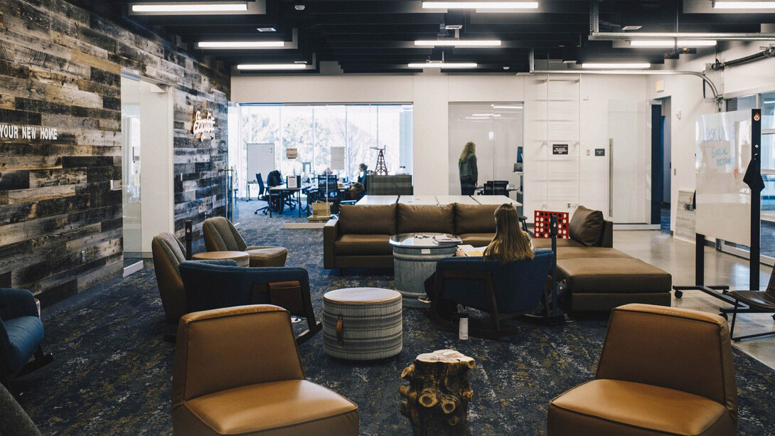 The Engler program’s new space in the Dinsdale Family Learning Commons provides a mixture of private offices, studios, collaboration rooms and open-concept community spaces modeled after the essence of a farmstead home.