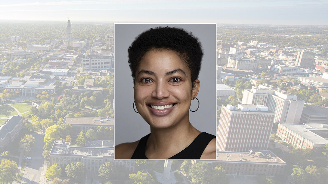 Portrait of Alaina E. Roberts in front of UNL City Campus background