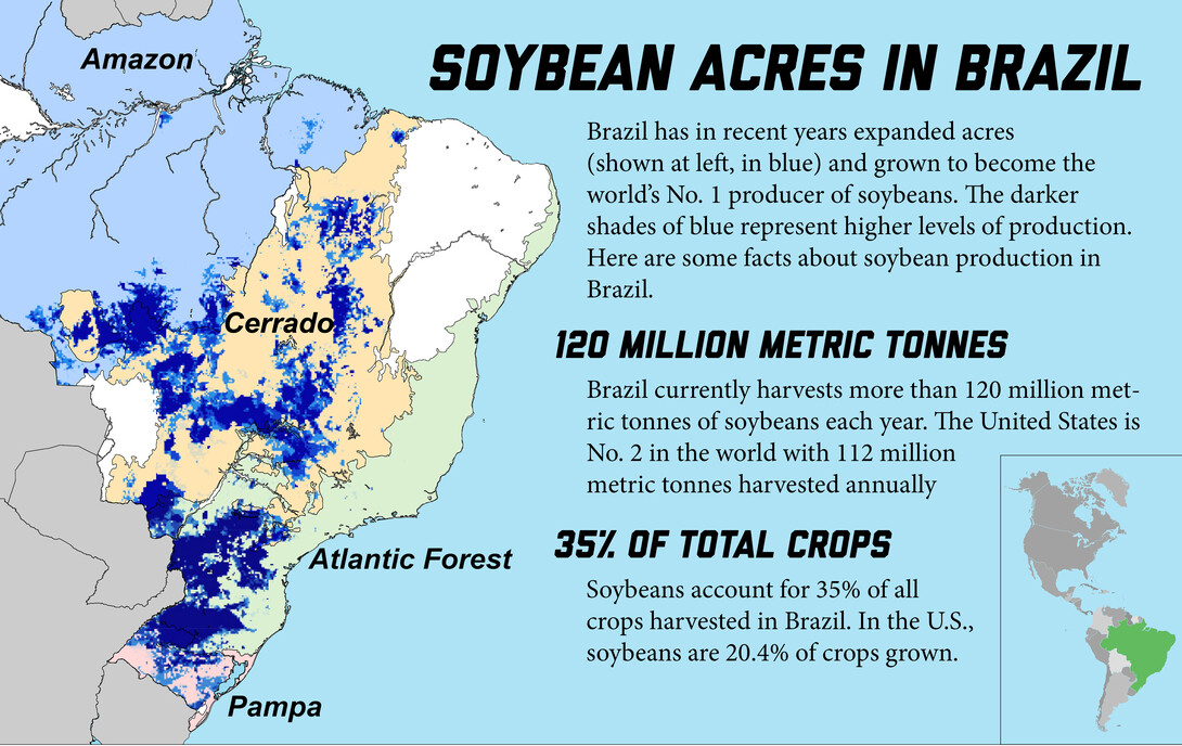 Graphic showing soybean acres in Brazil