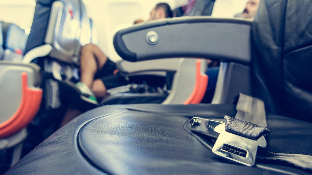 Close-up of empty airplane seat