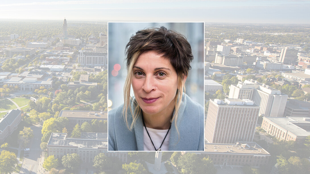 Color portrait of Leilani Farha on a color campus background