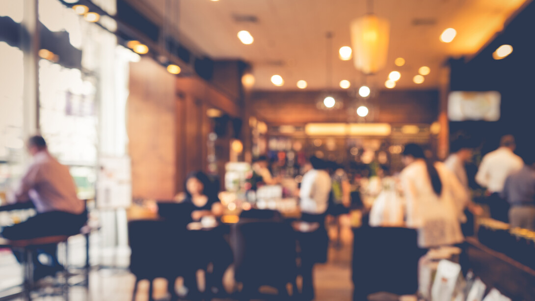 Blurry photo of crowded restaurant