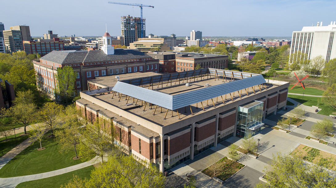 A summer project will close Love Library North, Adele Hall Learning Commons and the Love Library Link starting May 7. The project will remove deteriorating decorative structures — massive precast concrete panels and metal screens — that adorn the roofline of Love North. Love Library South will remain open with its south doors serving as a primary entrance.