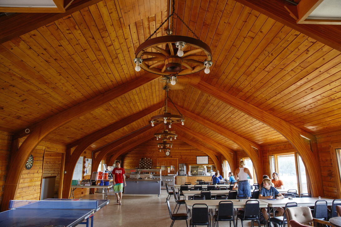 The Cedar Point dining hall begins to fill with students, staff and faculty members.