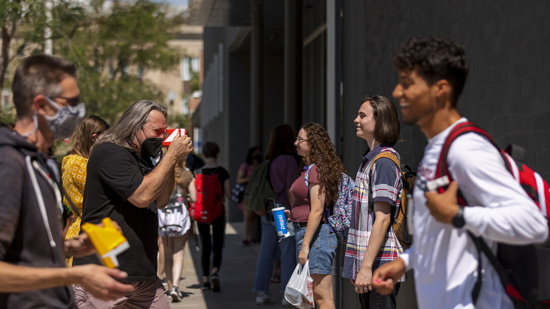 Johnny Carson Center for Emerging Media Arts students gathered outside the building on the afternoon of Aug. 27 for picture day. The photos were done on old-school Polaroid instant film. The images will be posted in the center so all the students can know each other better.