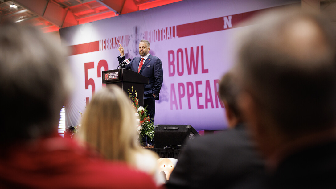 Matt Rhule, Nebraska's 31st head football coach, talks during his introduction on Nov. 28 in the Hawks Championship Center.