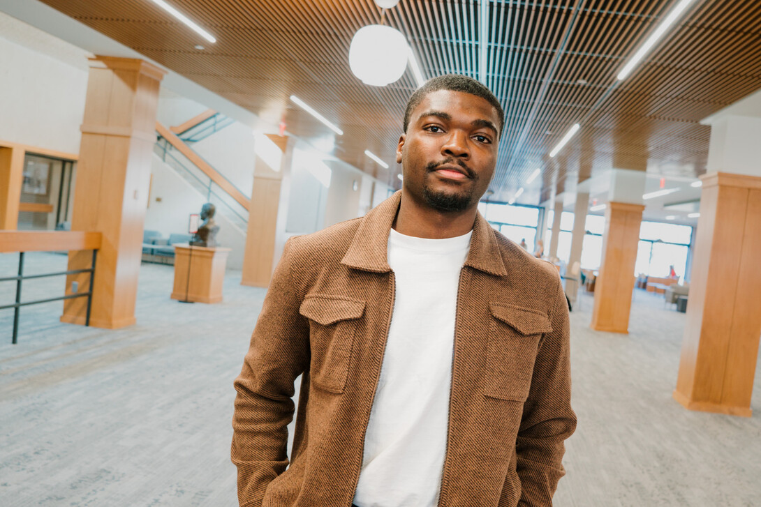 Photo Credit: Matthew Strasburger // Lionel poses for a photo in the College of Law