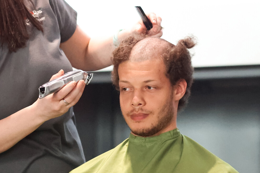 Grant Ross participated in the Shave for the Brave event April 4.