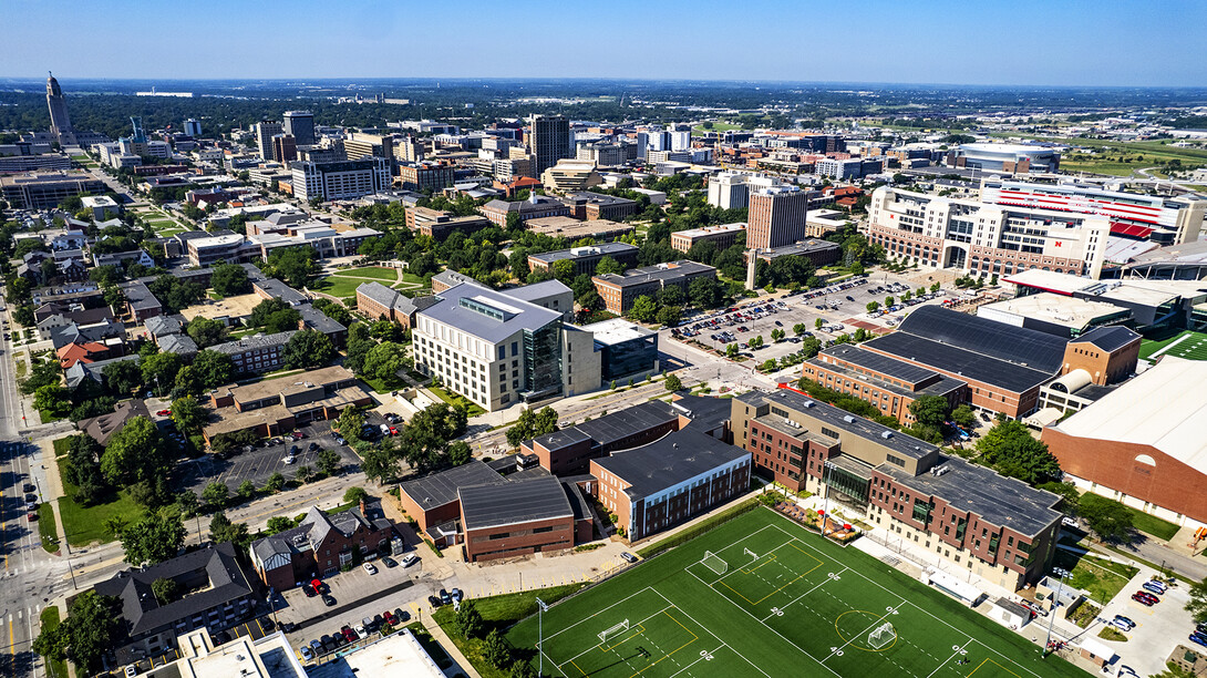 Aerial view of the University of Nebraska–Lincoln's City Campus.