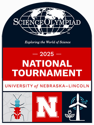 Science Olympiad logo (a globe with the words "Science Olympiad" over the top of it) for the 2025 National Tournament, which will be hosted by UNL.