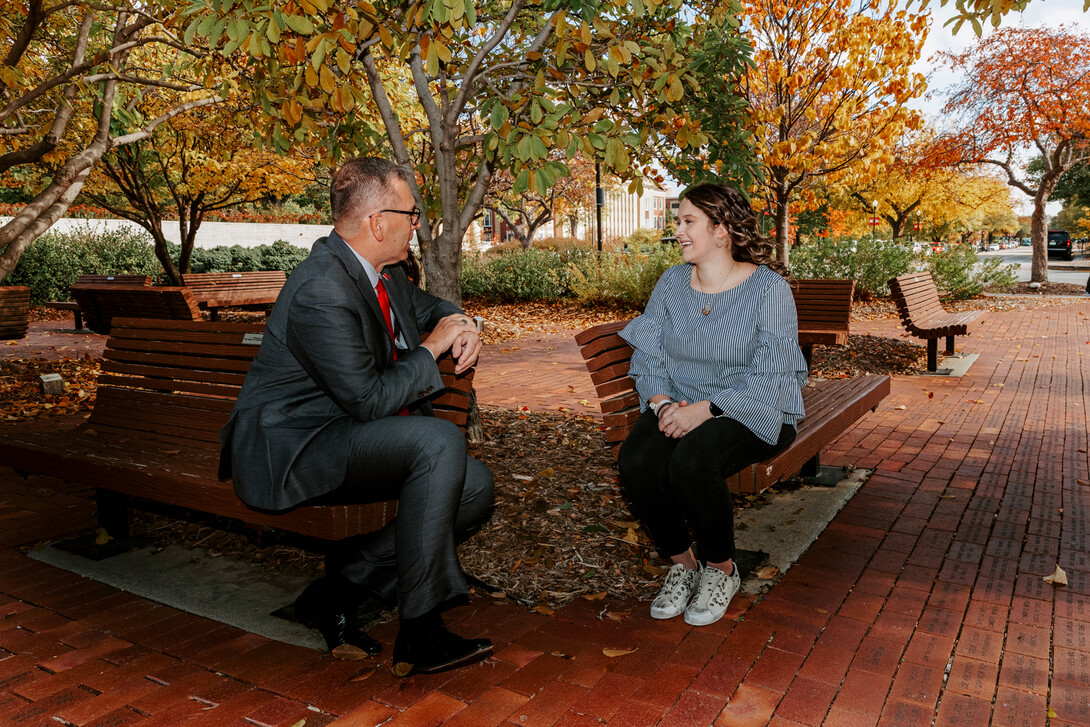 Chancellor Ronnie Green discusses the first-gen experience with Maddie Swanson.