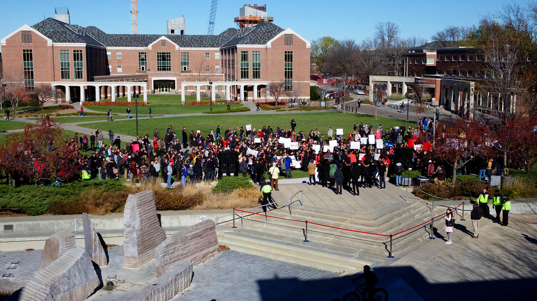 A student-organized "Black Lives Matter" rally was attended by hundreds of students, faculty, staff and the public on Nov. 19.